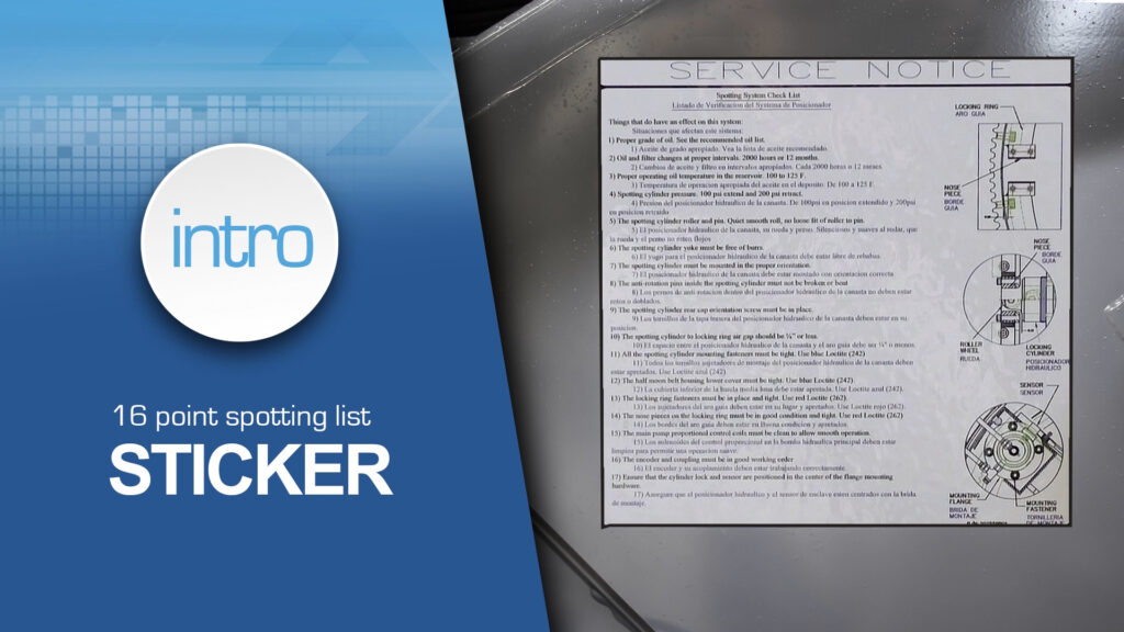 Sideloader Washer Extractor - 16 Point Spotting List Sticker