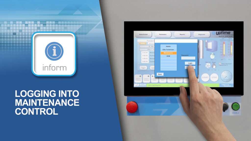 Logging into Maintenance Control for a Whisper Dryer